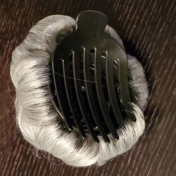 Silver Grey Hair Clip on Bun - Picture 2 of 3